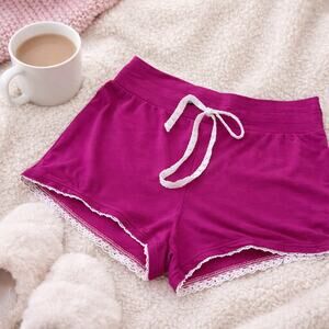 Emma & James Pink Lace Trim Lounge Shorts Size M Soft Sleep Shorts